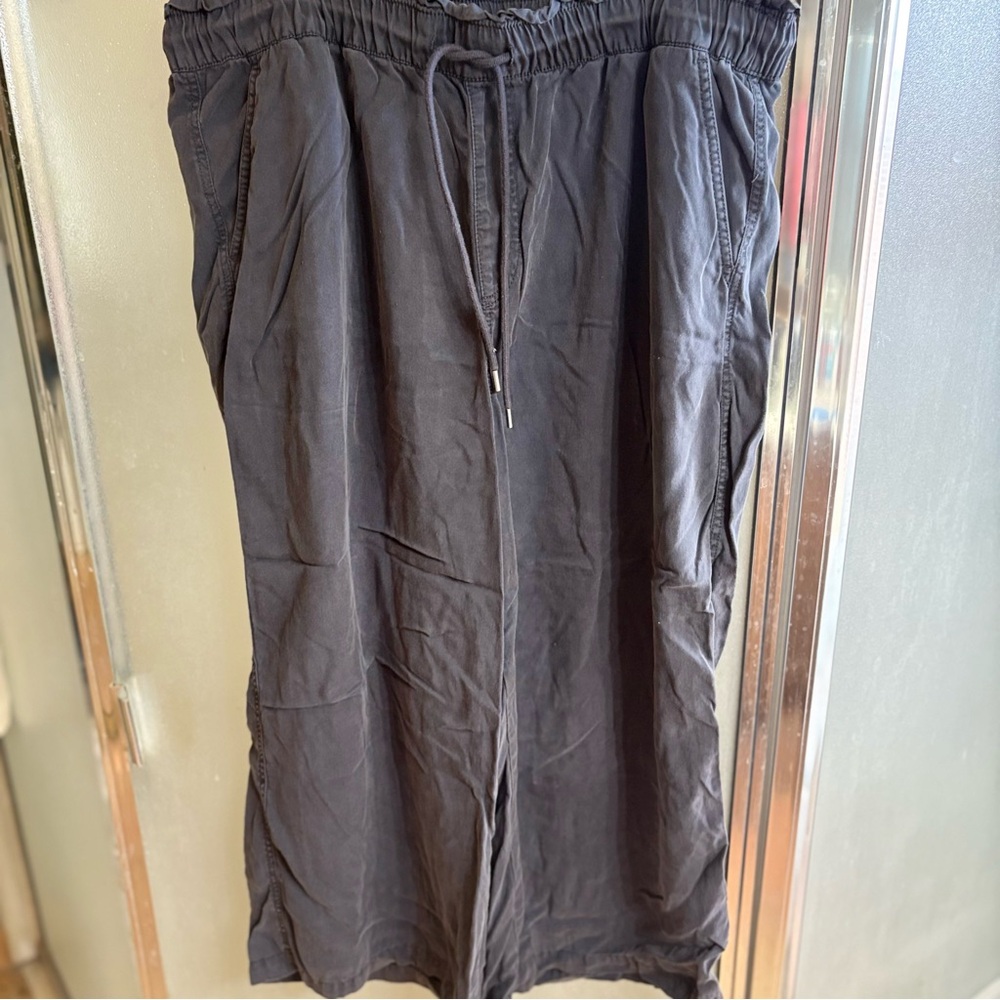 LOFT Navy Lyocell Drawstring Cropped Pants